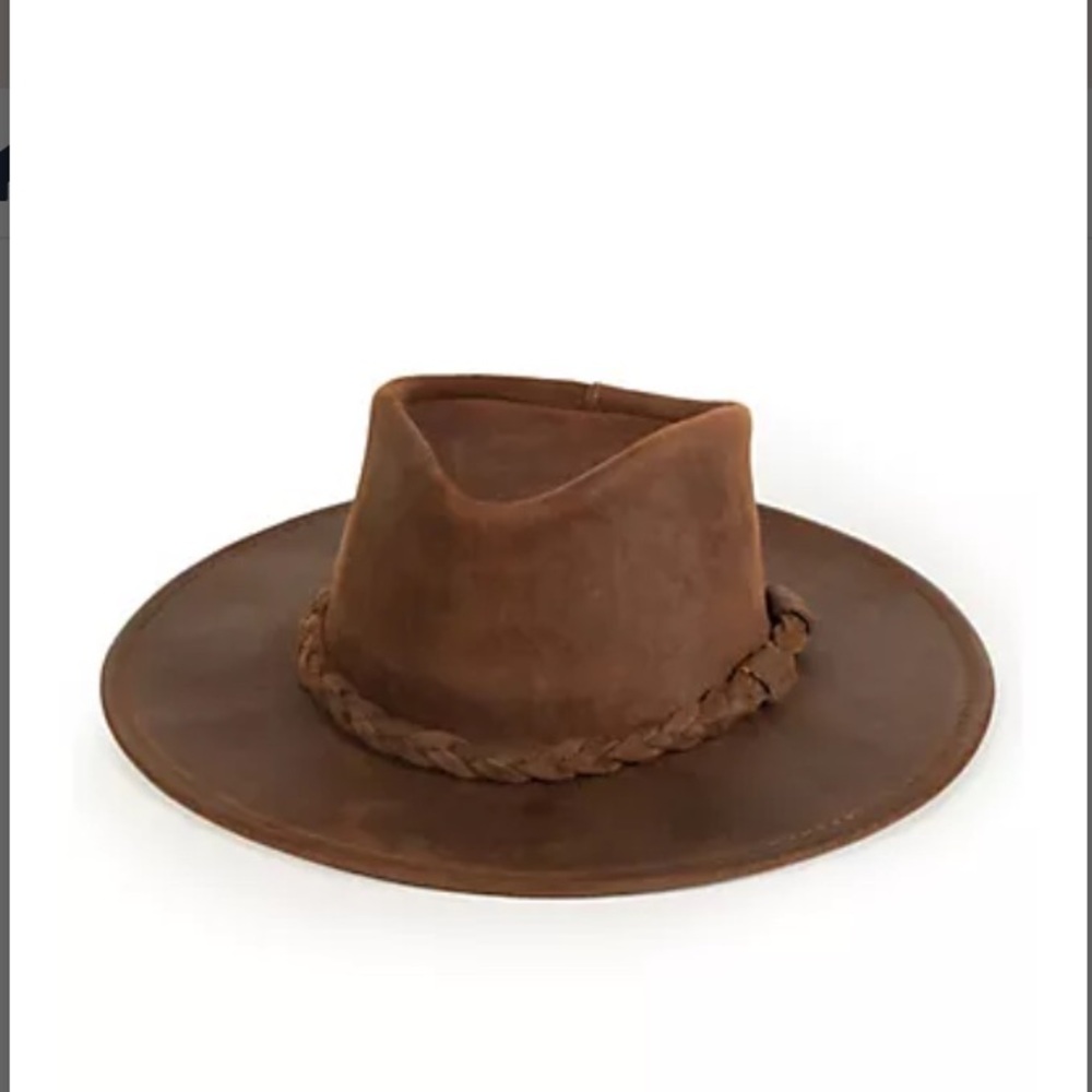 Minnetonka brown oiled leather outback hat boho western indie unisex XL